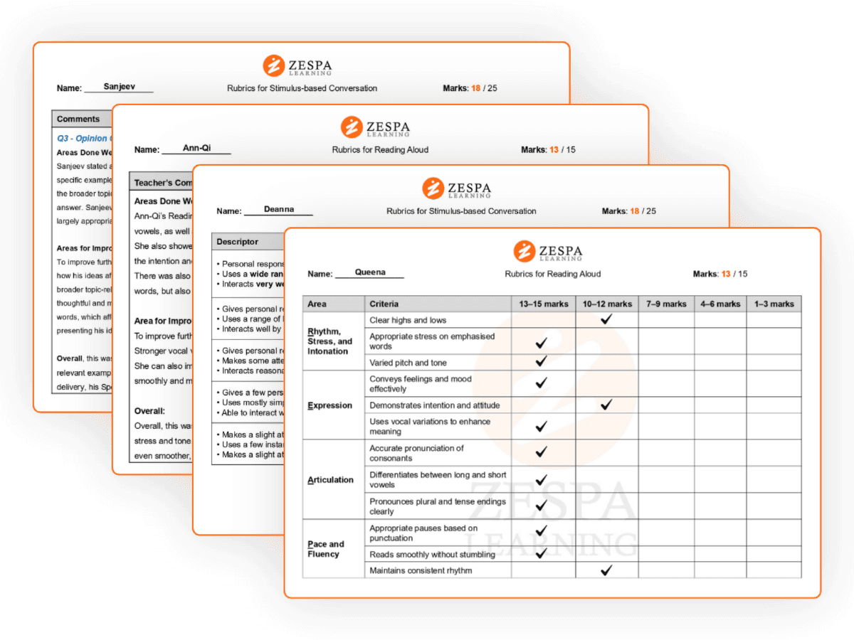 A Zespa Learning teacher giving a student personalised feedback